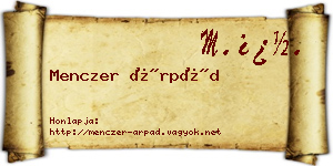 Menczer Árpád névjegykártya
